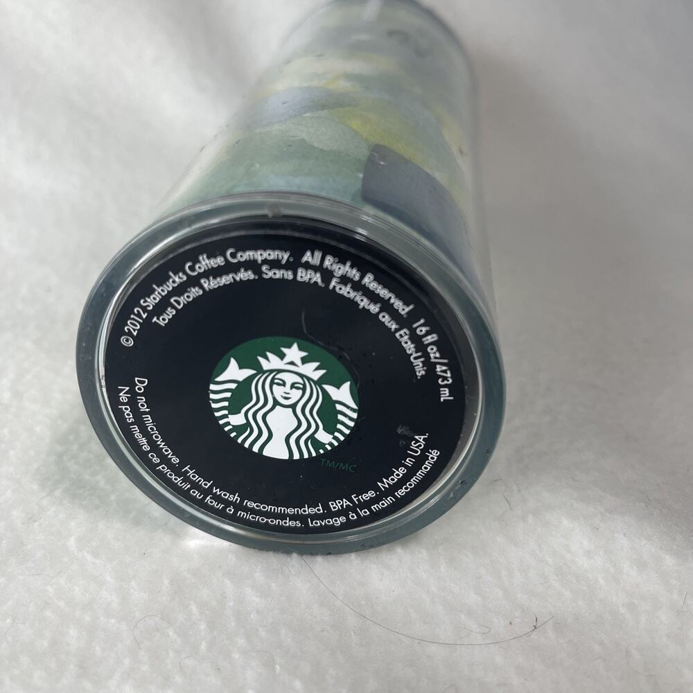 Starbucks Coffee 2012 Travel Tumbler 16 oz Insulated Cup Abstract Green and Blue - Picture 5 of 5